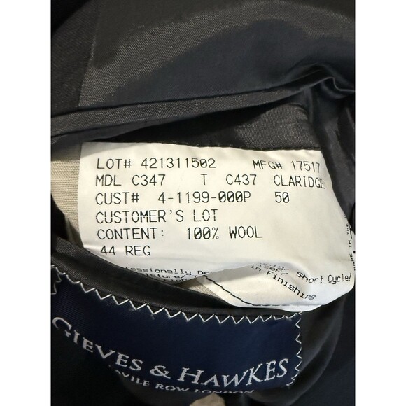 Gieves & Hawkes Blazer 44R 100% Wool Jacket Men’s Very Dark Gray/Black - Picture 7 of 7